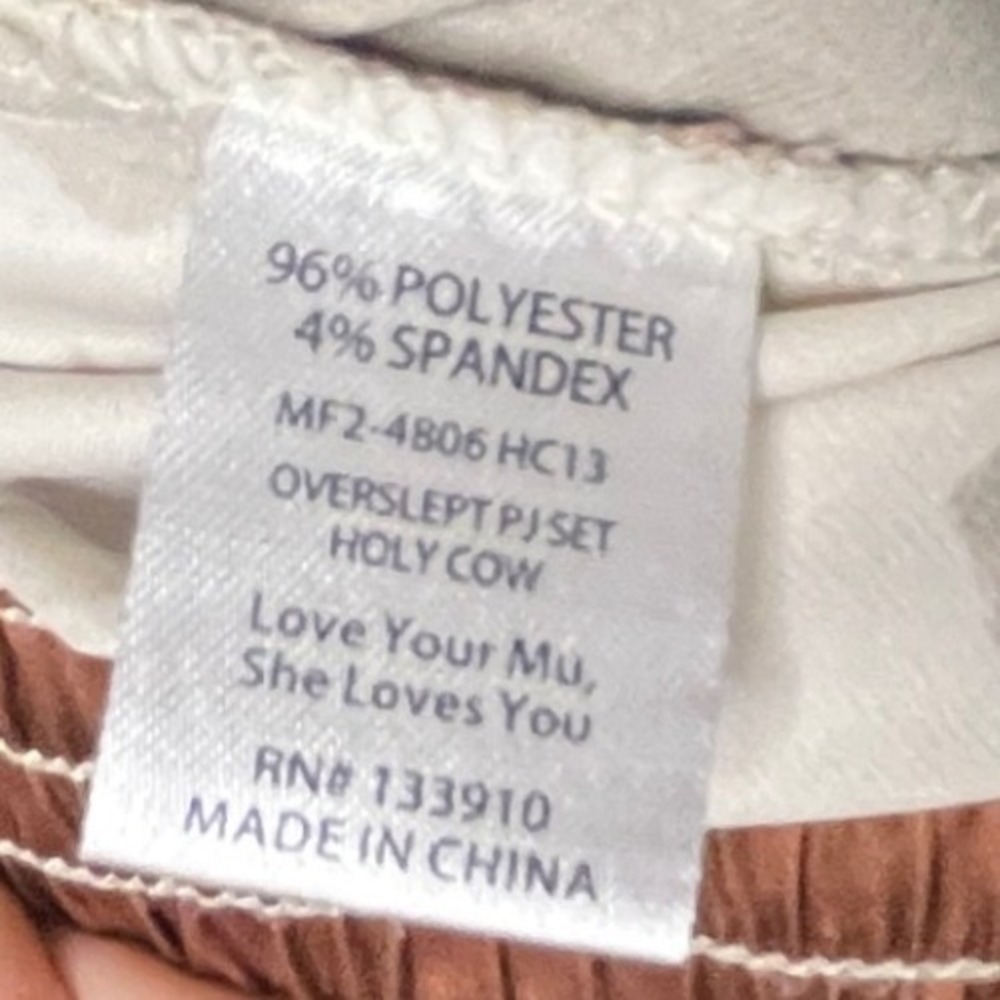 Show Me Your Mumu Overslept PJ Set Brown White Holy Cow Print Satin Cowgirl M - Picture 10 of 14